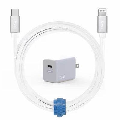 Blu Element Wall Charger USB-C 20W PD w/Lightning Cable 4ft White