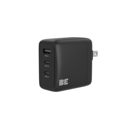 Wall Charger 3 Port 65W Power Delivery 2USB-C and USB-A Black Matte